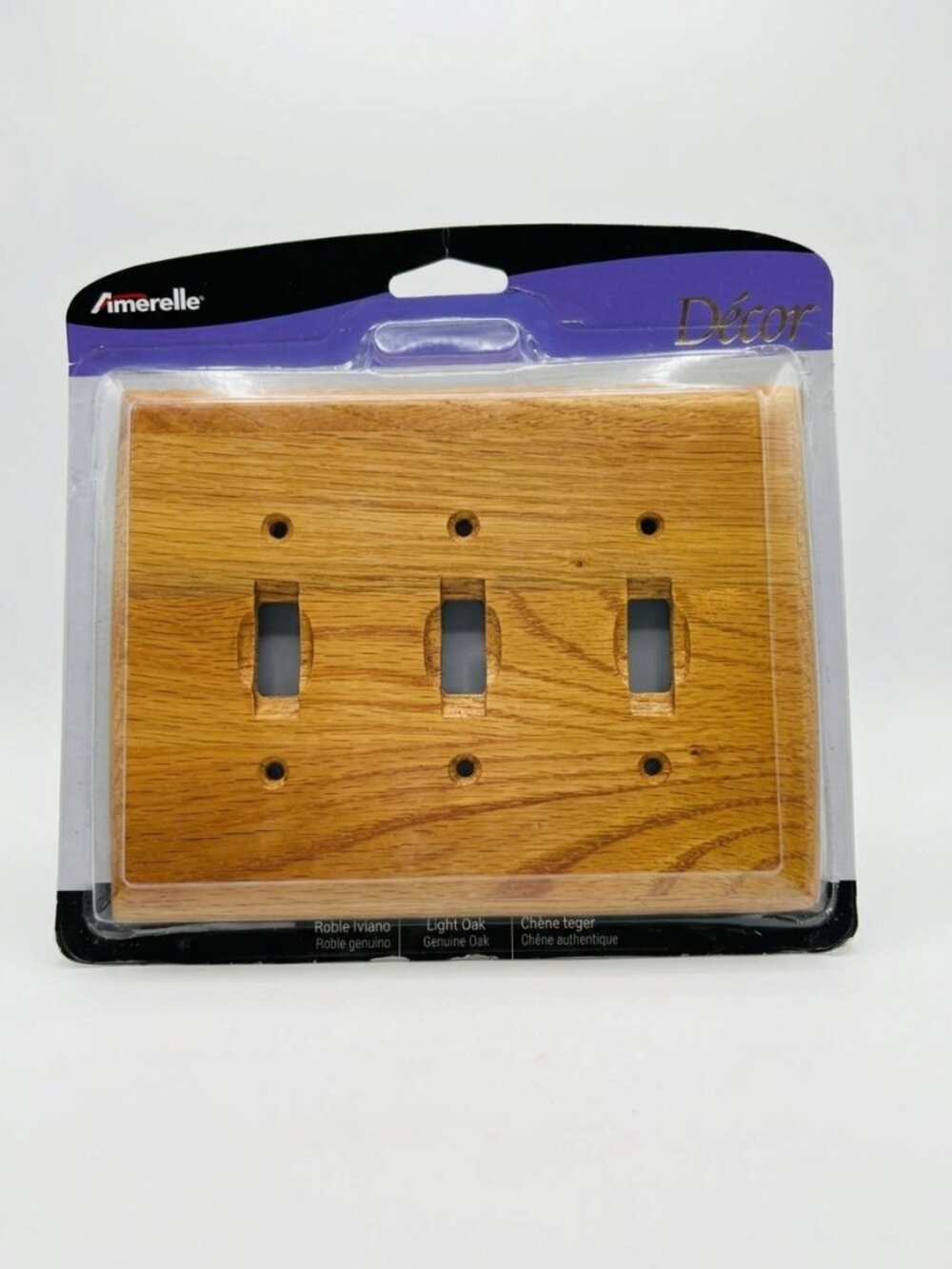 Amerelle Light Oak Triple Toggle Wall Plate